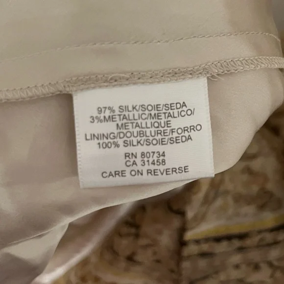 BCBG MaxAzria — Silk Paisley Halter Cocktail Dress (Gold) - Size 6 - Picture 2 of 6